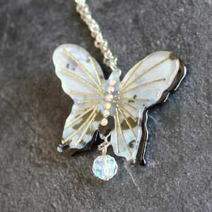 Acrylic Butterfly Necklace In Black