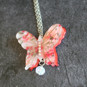 Acrylic Butterfly Necklace In Red