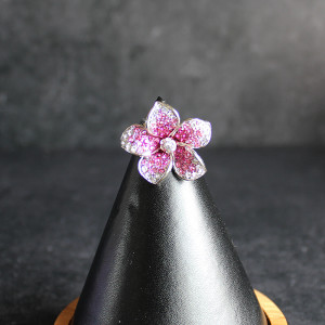 Crystal Flower Ring In Pink