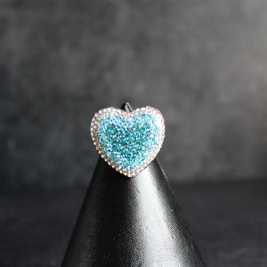 Crystal Heart Ring In Blue