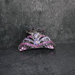 Small Vintage Style Hair Clamp With Purple and Pink Crystals