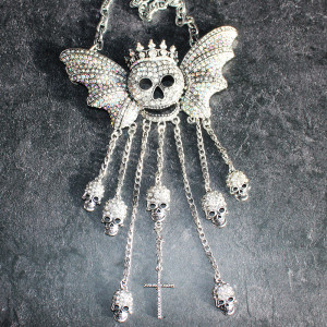 Angel Of Death Crystal Studded Necklace