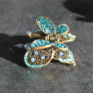 Vintage Style Butterfly Hair Clamp In Blue