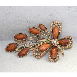 Vintage Style Metal Beak Clip In a Brown Butterfly Style