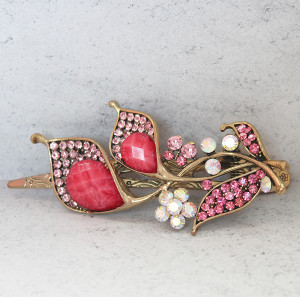 Vintage Style Flower Design Metal Beak Clip In Pink