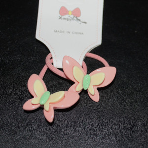 Butterfly Shaped Childrens Hair Elastics In Peach