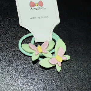 Butterfly Shaped Childrens Hair Elastics In Green