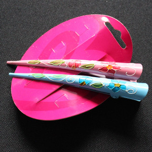 Enamelled Beak Clips In Pink and Blue