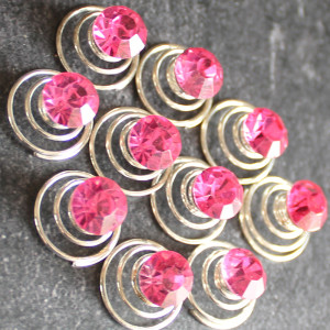 Set of 10 Pale Pink Crystal Hair Coils