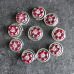 Set of 10 Ruby Coloured Crystal Flower Hair Coils