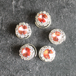Set of 5 Peach Coloured Crystal Flower Hair Coils