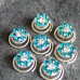 Set of 7 Turquoise Coloured Crystal Flower Hair Coils