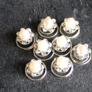 Set of 8 Faux Pearl and Crystal Hair Coils