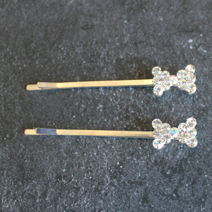 Bow Shaped Crystal Hair Slides