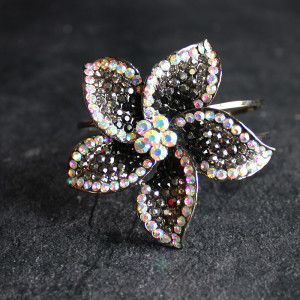 Large Flower Bangle In Black Large Flower Bangle In Black