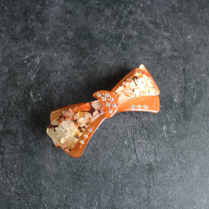 3D Flower Effect Hair Clip in Caramel