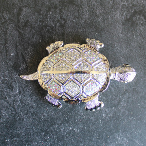 Crystal Turtle Brooch