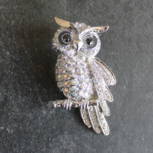Crystal Owl Brooch