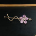 Cubic Zirconia Flower Hair Clip In Pink